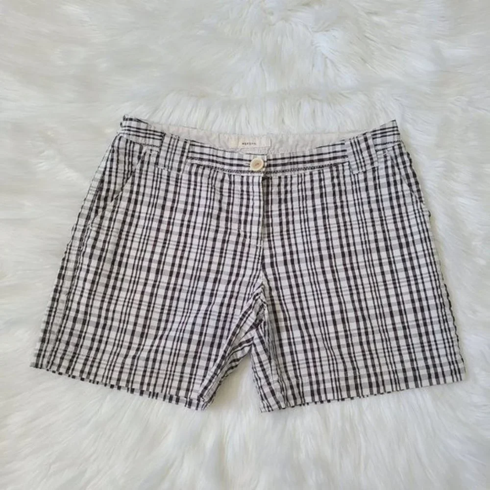 Merona Brown Tan Beige Plaid Casual Shorts,SZ 6